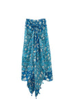 Spun Scarves Sarong Floral Nomad / Blue Floral Nomad Print Scarf Wrap Sarong