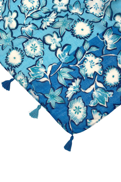 Spun Scarves Sarong Floral Nomad / Blue Floral Nomad Print Scarf Wrap Sarong