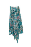 Spun Scarves Sarong Garden of Eden / Teal Garden of Eden Print Sheer and Soft Scarf Wrap Sarong