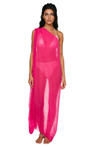 Spun Scarves Sarong Gauze Sarong Wrap / Hot Pink 100% Rayon Modal Sheer and Soft Scarf, Sarong, Wrap