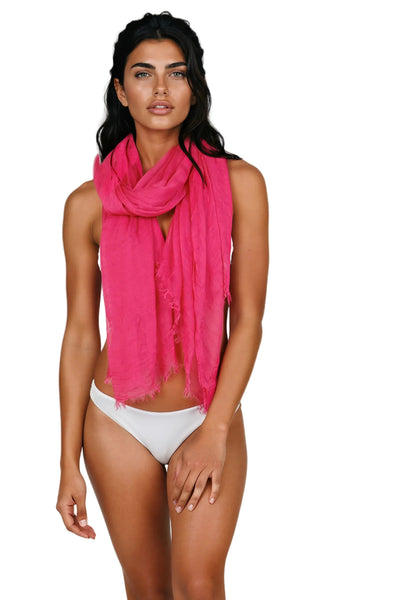 Spun Scarves Sarong Gauze Sarong Wrap / Hot Pink 100% Rayon Modal Sheer and Soft Scarf, Sarong, Wrap