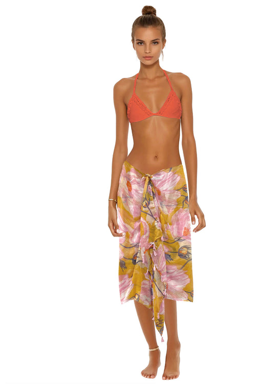 Spun Scarves Sarong Golden Goddess / Pink Golden Goddess Print Scarf Wrap Sarong