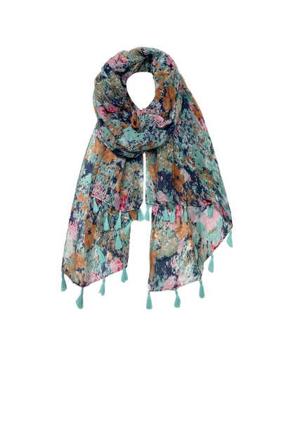 Good Vibrations Multi Floral Navy Print Scarf Wrap Sarong