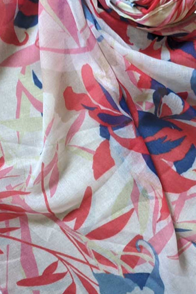 spun-scarves-sarong-jJe T'aime Floral Red and Blue Print Scarf Wrap Sarong