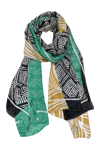 Spun Scarves Sarong Leafy Tribes / Multi Leafy Tribes Print Scarf Wrap Sarong