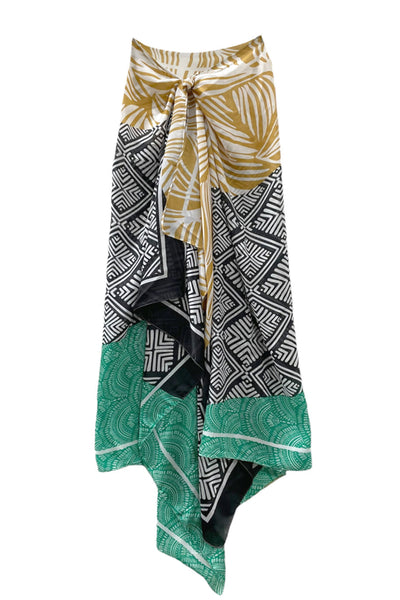 Spun Scarves Sarong Leafy Tribes / Multi Leafy Tribes Print Scarf Wrap Sarong