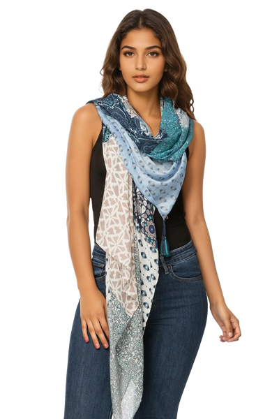 Spun Scarves Sarong Marisa Patches Print Sarong Scarf Wrap