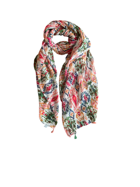 Moroccan Blossom Bright Multi-Color Print Scarf Wrap Sarong