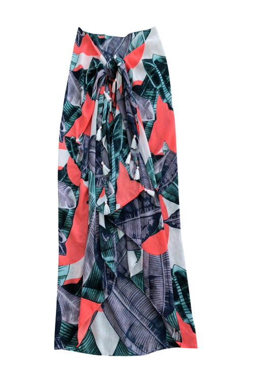 Spun Scarves Sarong Neon Tropics / Grapefruit Neon Tropics Coral Green Print Scarf Wrap Sarong