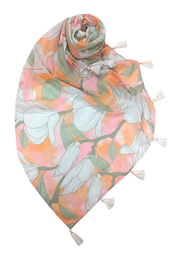 Spun Scarves Sarong Once Upon a Garden / Multi Once Upon a Garden Print Scarf Wrap Sarong