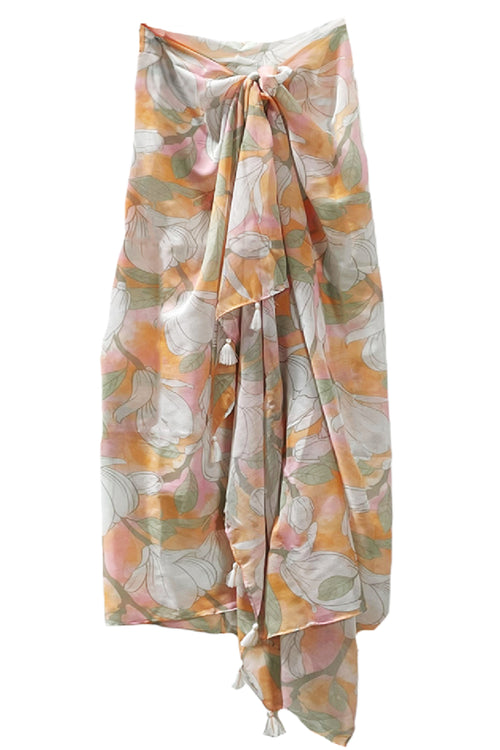 Spun Scarves Sarong Once Upon a Garden / Multi Once Upon a Garden Print Scarf Wrap Sarong
