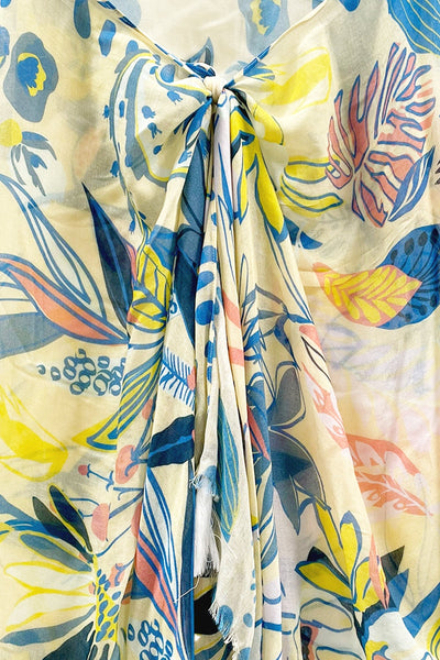 Spun Scarves sarong One Summer Day Floral / Yellow Multi Floral Hearts Entwined Print Luxury Sarong Wrap Scarf