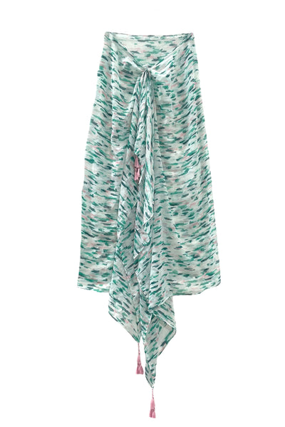 Spun Scarves Sarong Paint Strokes / Turq Paint Strokes Print Scarf Wrap Sarong