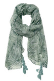 Spun Scarves Sarong Palm Garden Oasis / Sage Palm Garden Oasis Print Scarf Wrap Sarong