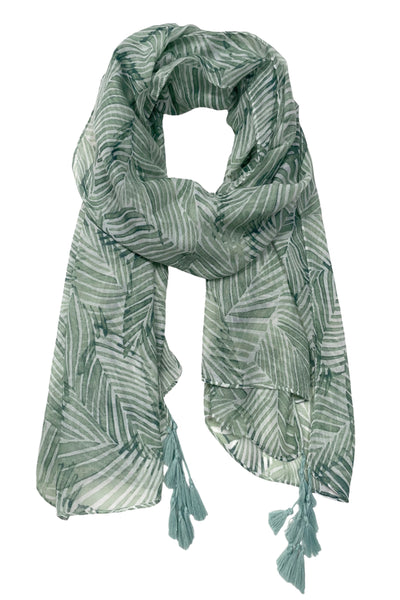 Spun Scarves Sarong Palm Garden Oasis / Sage Palm Garden Oasis Print Scarf Wrap Sarong