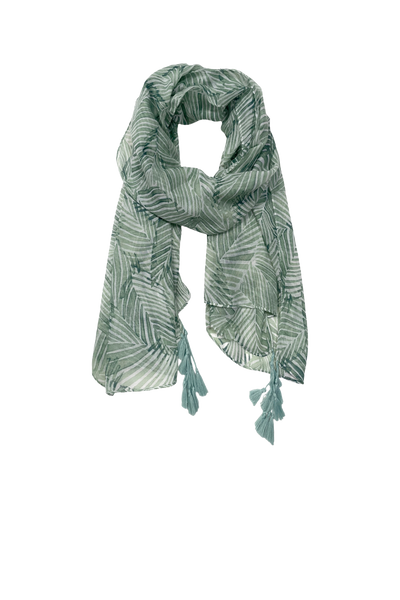 Palm Garden Oasis Green with White Print Scarf Wrap Sarong