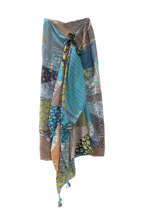Spun Scarves Sarong Picnic Patchwork / Multi Picnic Patchwork Print Scarf Wrap Sarong