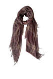 Plaid Loose Brown and Tav Weave Raw Edge Fringe Scarf Wrap