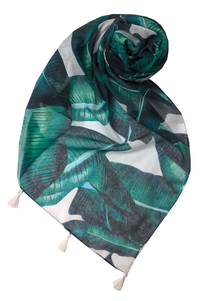 Spun Scarves Sarong Queen Palm / Green Queen Palm Print Scarf Wrap Sarong