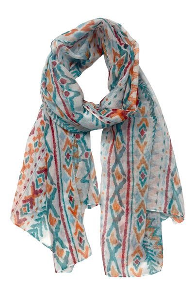 Spun Scarves Sarong Spring Festival / Teal Spring Festival Boho Print Scarf Wrap Sarong