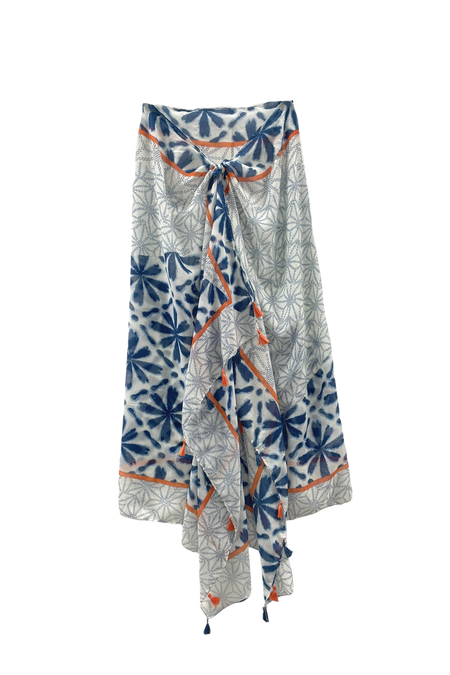 Digital Trees Printed Scarf Wrap in Brown/Blue