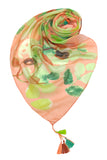 Spun Scarves Sarong Sweet Pea / Peach Sweet Pea Print Scarf Wrap Sarong