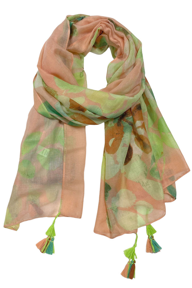 Spun Scarves Sarong Sweet Pea / Peach Sweet Pea Print Scarf Wrap Sarong