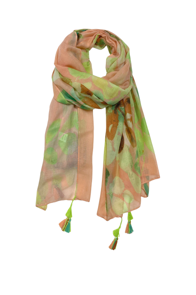 Sweet Pea Print Citrus Peach Color Scarf Wrap Sarong