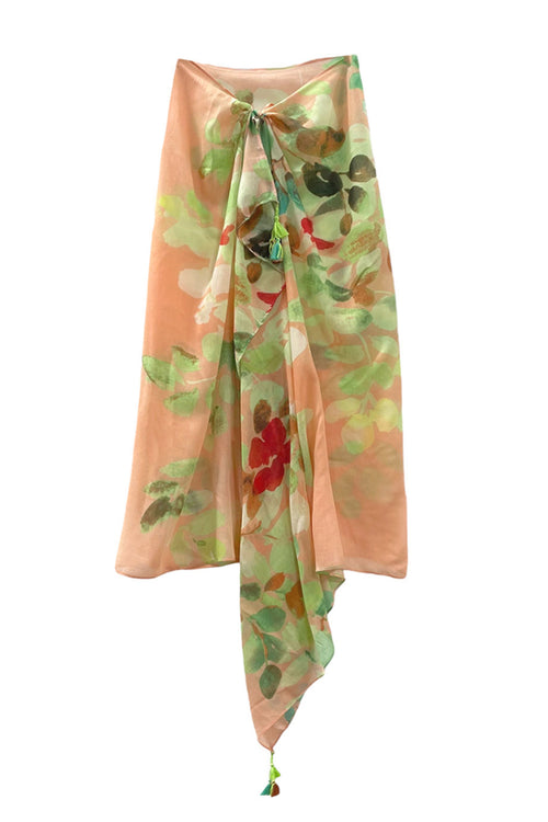 Spun Scarves Sarong Sweet Pea / Peach Sweet Pea Print Scarf Wrap Sarong