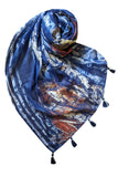 Spun Scarves sarong Swirling Plains / Blue Multi Wear Sarong Wrap in Swirling Plain Print in Blue