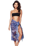 Spun Scarves sarong Swirling Plains / Blue Multi Wear Sarong Wrap in Swirling Plain Print in Blue