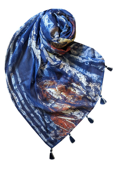 Spun Scarves sarong Swirling Plains / Blue Multi Wear Sarong Wrap in Swirling Plain Print in Blue