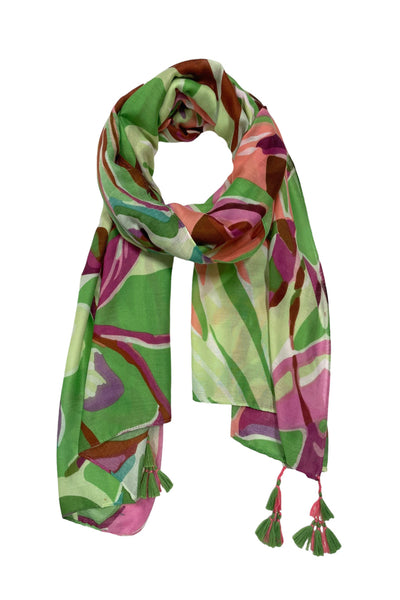 Spun Scarves Sarong Trippy Tropics / Lime Trippy Tropics Print Sarong Wrap Scarf