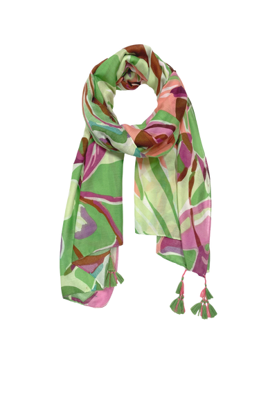 Trippy Tropics Lime Print Tassel Sarong Wrap Scarf