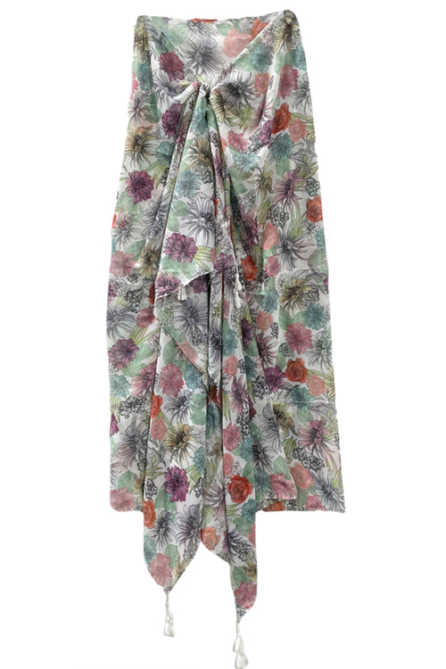 Spun Scarves Sarong Tropical Oasis / Multi Tropical Oasis Print Scarf Wrap Sarong