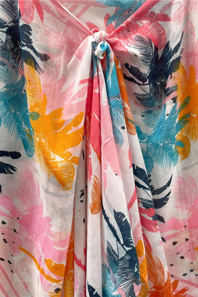 Spun Scarves Sarong Washed Ashore / Pink Washed Ashore Bright Tropical Print Scarf Wrap Sarong