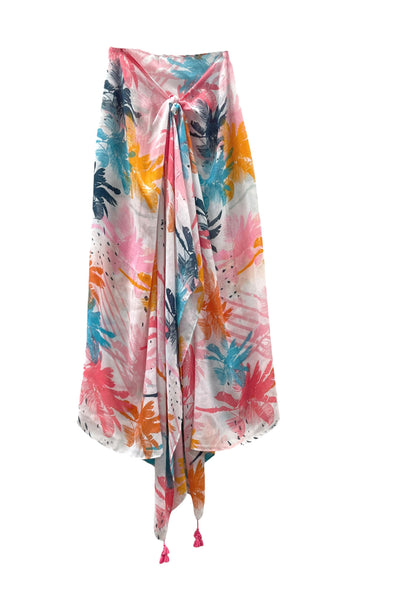 Spun Scarves Sarong Washed Ashore / Pink Washed Ashore Bright Tropical Print Scarf Wrap Sarong