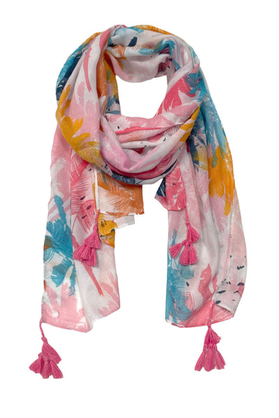 Spun Scarves Sarong Washed Ashore / Pink Washed Ashore Bright Tropical Print Scarf Wrap Sarong