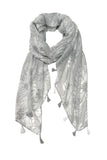 Spun Scarves Sarong Weekend in Paris / Grey Weekend in Paris Sheer and Soft Print Scarf Wrap Sarong