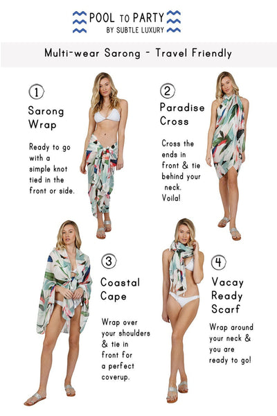 Spun Scarves Sarong Weekend in Paris Sheer and Soft Print Scarf Wrap Sarong