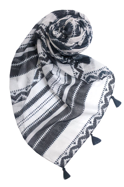 Spun Scarves Sarong Woven Stories / Black Woven Stories Print Scarf Wrap Sarong