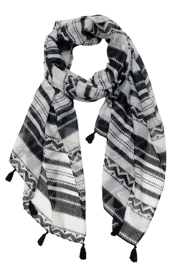 Spun Scarves Sarong Woven Stories / Black Woven Stories Print Scarf Wrap Sarong