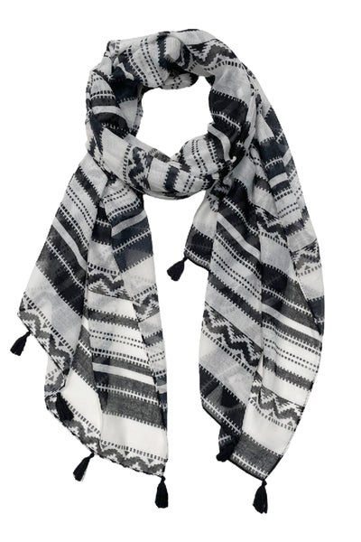 Spun Scarves Sarong Woven Stories / Black Woven Stories Print Scarf Wrap Sarong