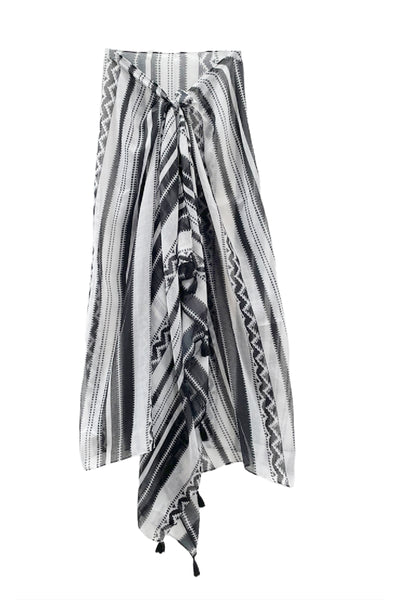 Spun Scarves Sarong Woven Stories / Black Woven Stories Print Scarf Wrap Sarong