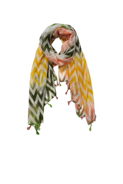 Zig Zags Multi Color Tassel Print Scarf Wrap Sarong