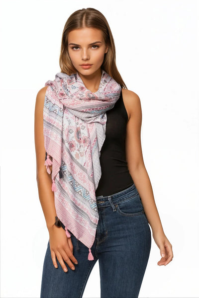 Spun Scarves Scarf Antique Haven / Pink Antique Haven Print Scarf Wrap
