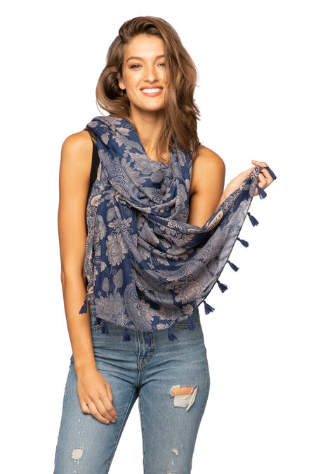 Rio Blooms Print Coverup Wrap in Navy