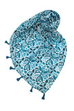 Spun Scarves Scarf Blue Tiles / Teal Blue Tiles Print Scarf Wrap