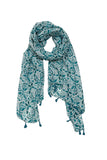 Spun Scarves Scarf Blue Tiles / Teal Blue Tiles Print Scarf Wrap