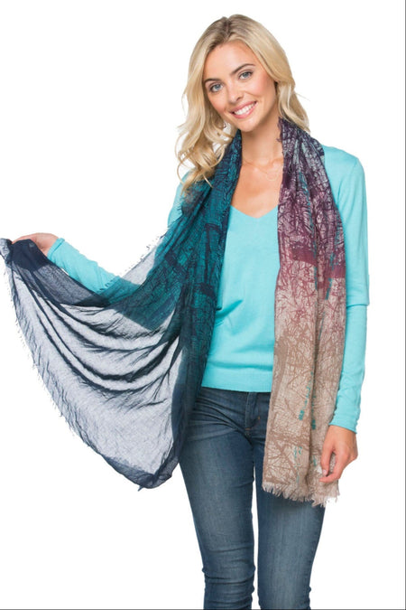 Gemini Rising Jacquard Woven Fabric Scarf Wrap